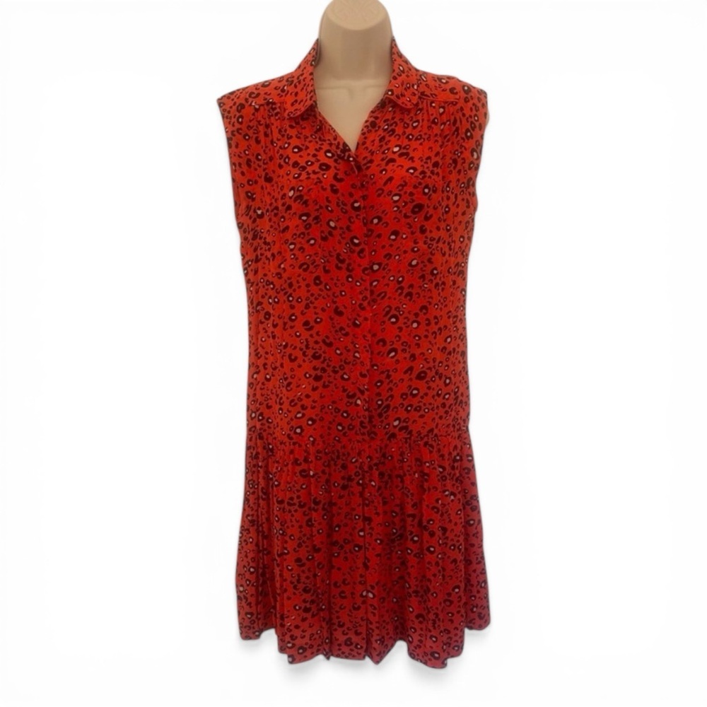 French Connection Drop Waist Leopard Print Orange Women’s Dress Size US 0